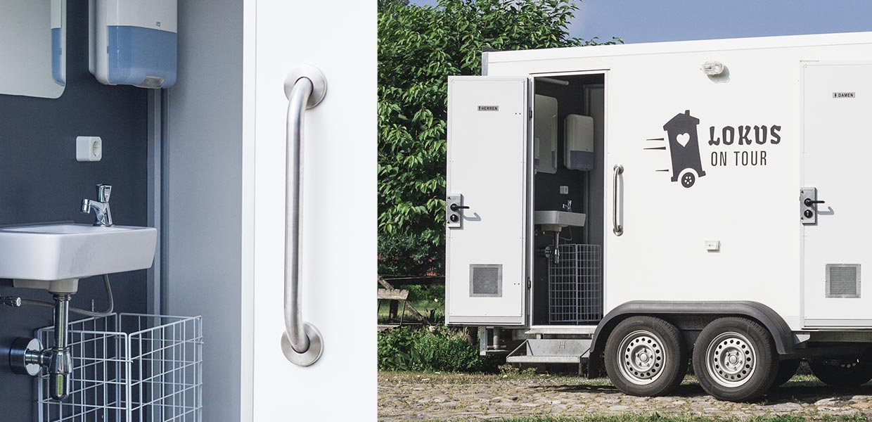 Innenansicht des Toilettenwagens von Lokus on Tour